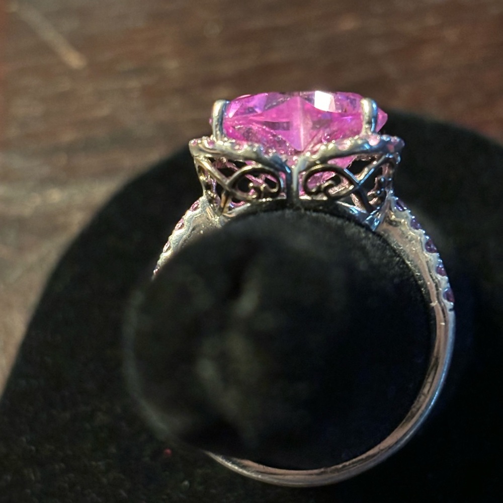 🆕 Pink quartz heart shaped ring sterling silver - Picture 4 of 8